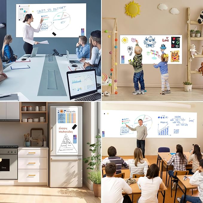 GMEHAR Magnetic Whiteboard Contact Paper, 47” x 24” Adhesive Dry Erase White Board for Wall,Peel and Stick Magnet Wallpaper for Home, Fridge, Kid’s Playroom, Office, Classroom