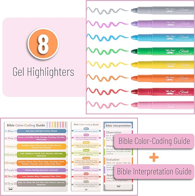 Mr. Pen- No Bleed Gel Highlighters, Assorted Colors, 8 Pack, Bible Highlighters and Pens No Bleed, Bible Markers for Study, Journaling, School Supplies and Accessories