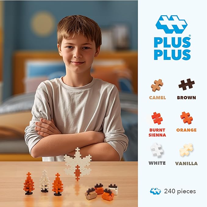 PLUS PLUS 240 Piece Pumpkin Spice Mix Tube - Mini Interlocking Building Blocks Set, Stem Toys for Kids - Sensory Bin Fillers/Math Manipulatives Classroom Must Haves Gifts for Boys & Girls