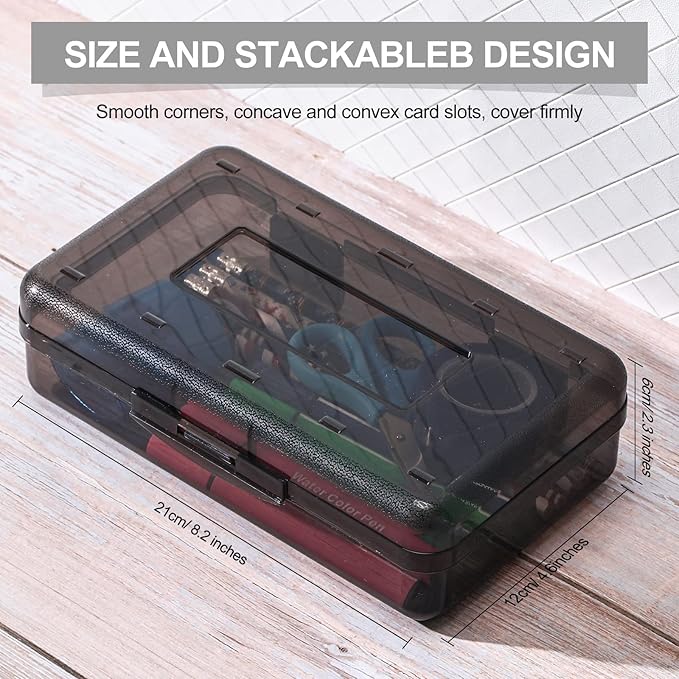 Leelosp 12 Pack Clear Pencil Boxes for School Bulk, Large Plastic Pencil Case with Lid, Stackable Hard Crayon Storage Box for Classroom Kids, Desk Drawer Organizer for Office Home(Gray)