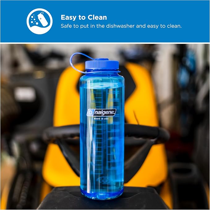 Nalgene 48 oz Wide Mouth Silo Water Bottle, Blue | BPA-Free, Durable & Lightweight, Leak Proof, Dishwasher Safe, Large Reusable Plastic Bottle for Hiking, Gym, Work & Travel