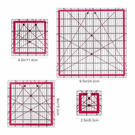 Sewing Rulers Quilting Ruler,Acrylic Quilting Templates,Sewing Tools Accessories Supplies for Patchwork Precision Fabric Cutting 4pcs(9.5,6,4.5,2.5inch)