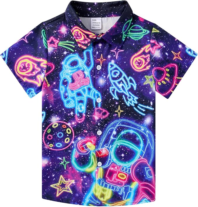 Enlifety 2-10T Kids Hawaiian Shirt Boys Short Sleeve Button Down Shirts Hawaii Summer Casual Blouse