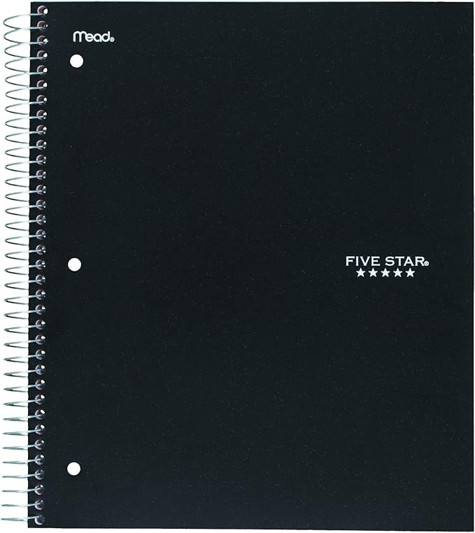 Five Star 06210 Wirebound 3-Subject Notebook, College Rule, 11 x 8 1/2, 150 Sheets, Assorted (Pack of 2)