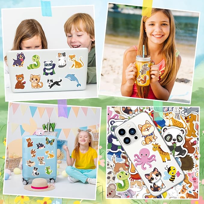 Back to School Supplies - 100 PCS Water Bottle Stickers for Kids,Cute Animal Aesthetic Sticker Pack - Vinyl Kawaii Stickers for Girls Boy Classroom Prizes,Party Favors for Scrapbook, Laptops, Journal