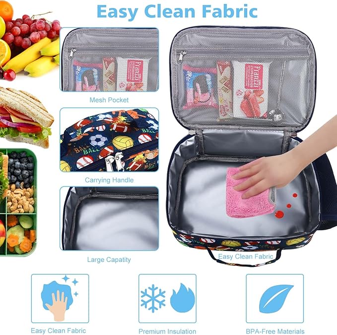 RHCPFOVR Kids Lunch Bag - Insulated Lunch Box for Boys Girls,Washable Lunch Bag and Reusable Toddler Leak-proof Lunchbox for School and Daycare