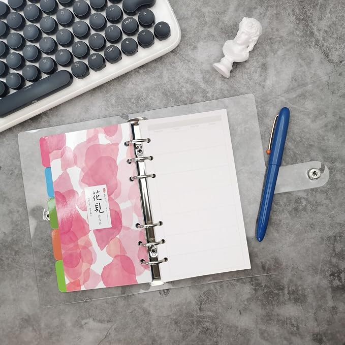 Zelten 1 Pack A6 45 Sheets/90 Pages Monthly Planner Loose Leaf Punched Paper Refills Paper for 6 Hole Binder Personal Organizer Diary Notebook Refillable Planner