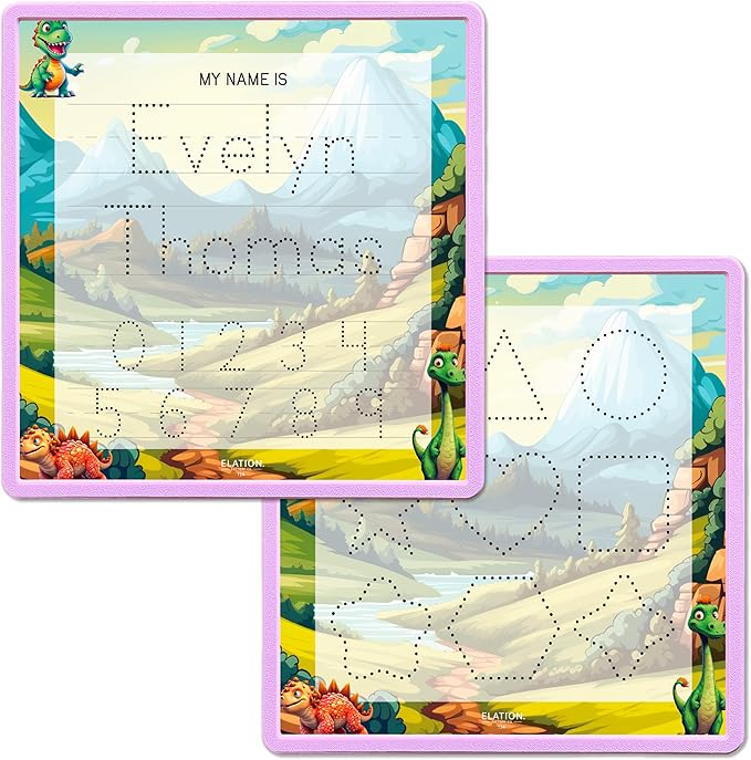 Kid's Name Tracing Board | Dry Erase Letter Tracing | Reusable Writing Practice Board | Personalized | Dinosaur Friends Theme