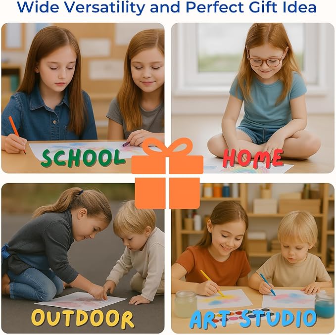 Wooden Tabletop Paper Roll Dispenser with Safety Sliding Cutter - Kids Art Easel with Roll of Paper (11.4”x 98.4ft)- Pencil Cups and Drawing Kit 30 Piece Set (Safety Sliding Cutter)