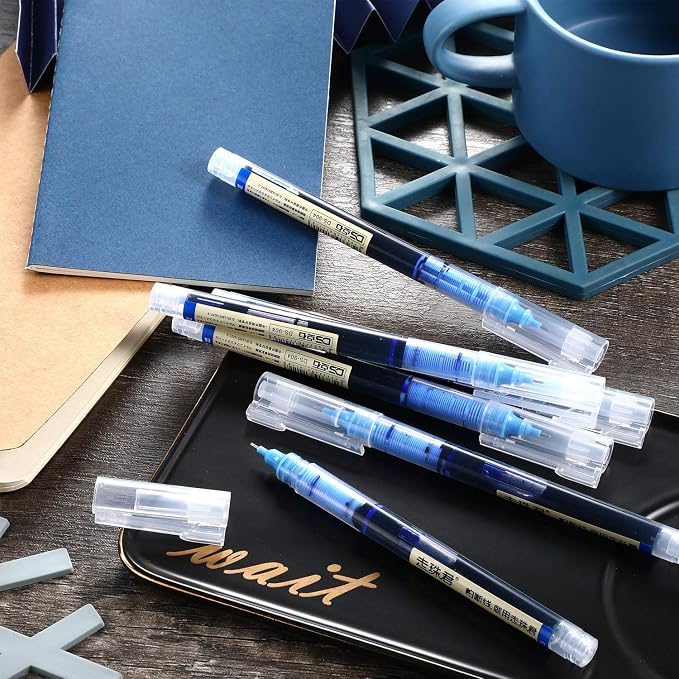 Frienda 12 Pcs Rolling Ball Pen 0.5 mm Japanese Pen,Black and Blue