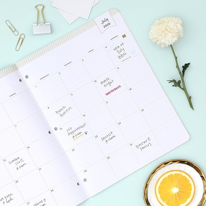 Blue Sky Day Designer 2026-2028 Monthly Academic Year 24 Month Planner Calendar, July 2026 - June 2028, 8.5" x 11", Flexible Cover, Stapled Binding, Orange Blossom Mint