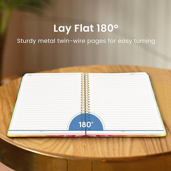 Taja Lined Spiral Journal Notebook for Women, A5 Cute College Ruled Hardcover Notebook for Work & Note Taking, Pretty Journal for Writing, 140 Pages, Vibrant Petal