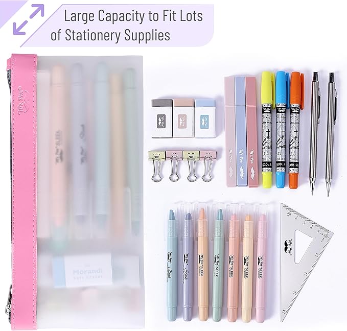 Mr. Pen- Clear Pencil Pouch, 8.50"x4.25", 6 Pack, Durable TPU Material, Medium Water-Resistant Pencil Bags with Smooth Zipper, Multipurpose Clear Pouch for Stationery, School, Office, Travel Supplies