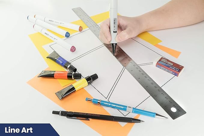 Pacific Arc Stainless Steel 18 Inch Metal Ruler Non-Slip Cork Back, with Inch and Metric Graduations