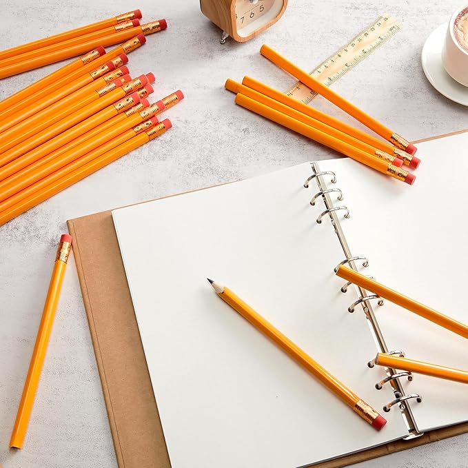 Fainne 48 Pack Jumbo Round Pencils, Wooden Fat Pencil with Black Core Bulk for Carpenters Workers Woodworkers Framers Beginners Students Teachers DIY Project(Orange)