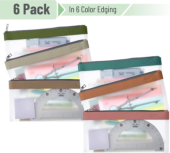 Mr. Pen- Clear Pencil Pouch, 8.50"x4.25", 6 Pack, Durable TPU Material, Medium Water-Resistant Pencil Bags with Smooth Zipper, Multipurpose Clear Pouch for Stationery, School, Office, Travel Supplies