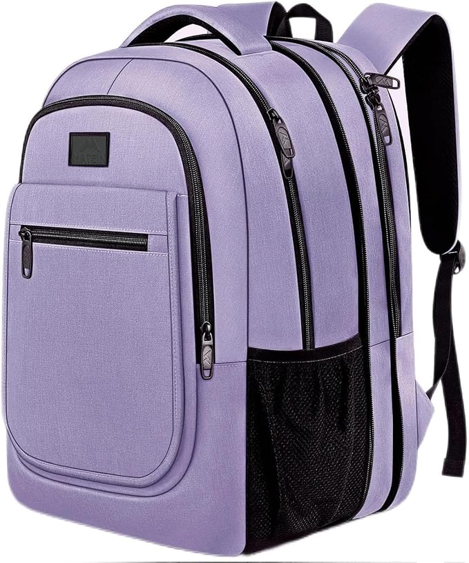 MATEIN Travel Backpack for Women, Expandable 15.6 inch Laptop Backpack | Anti Theft Computer Bag, Water Resistant Material, 29.5 - 36.8L, College, Business, Gift for Adults, Light Purple