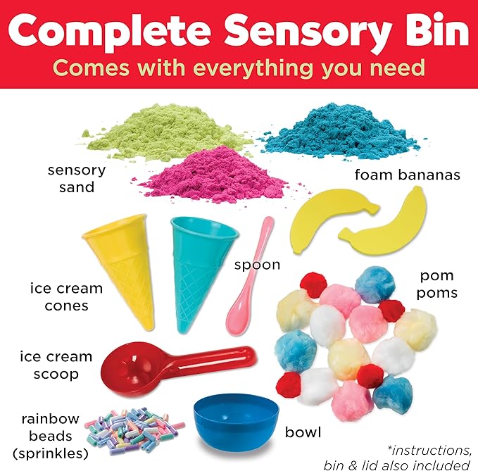 Creativity for Kids Sensory Bin: Ice Cream Shop Playset - Toddler Learning Toys, Pretend Play Ice Cream Set, Kids Gifts for Girls and Boys (Ages 3+)