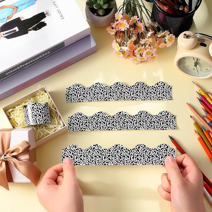 Fuyoooo 49 ft Composition Magnetic Borders for Classroom, Black and White Bulletin Board Borders, Magnetic Whiteboard Classroom Strips Reusable Rolled Wall Trim for School Teacher Offices Chalkboard