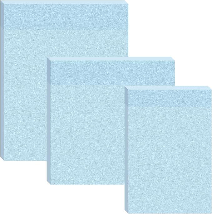 3 Pack Waterproof Sticky Notes, Transparent Sticky Notes, Glitter Sticky Notes Sets,3 Sizes: 2x2.99In,2.99x2.99In, 2.99x3.97 in for Home School Office (3, Blue)