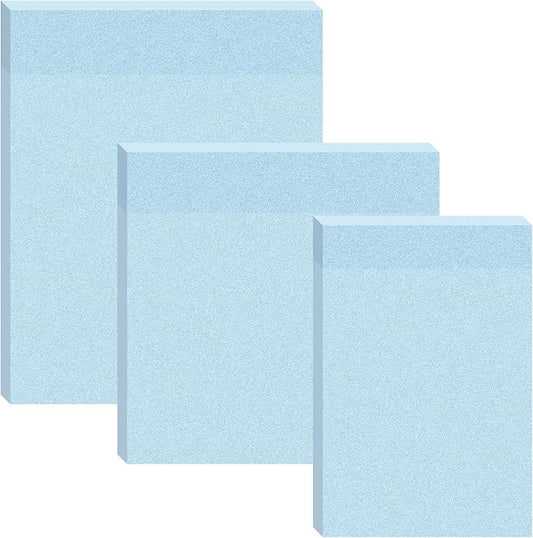 3 Pack Waterproof Sticky Notes, Transparent Sticky Notes, Glitter Sticky Notes Sets,3 Sizes: 2x2.99In,2.99x2.99In, 2.99x3.97 in for Home School Office (3, Blue)