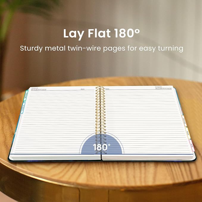 Taja Cute Large Spiral Lined Notebook for Work with 5 Removable Dividers