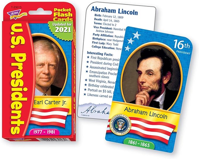 US Presidents Pocket Flash Cards