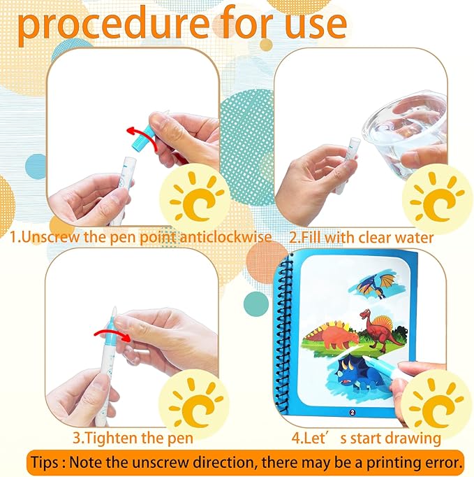 14 Pack Water Coloring Books,Water Doodle Book Toys,Reusable Water Painting Book for Toddlers,Educational Learning Kits Gifts,Best Birthday Gifts