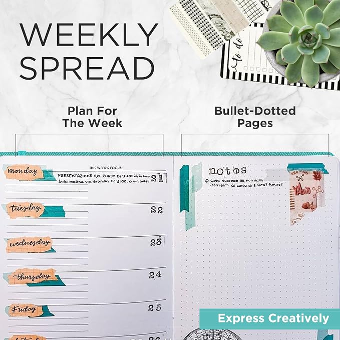 Wordsworth & Black A5 Undated Weekly, Monthly Planner, A5 Paper, Turquoise