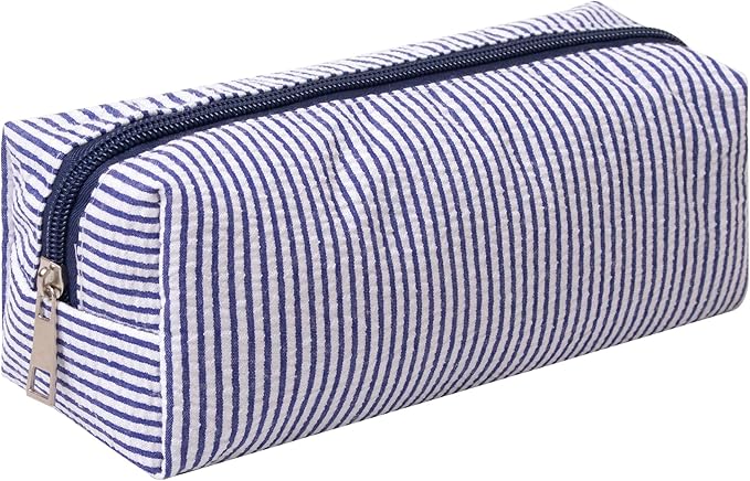 Cute Pencil Case Capacity Pencil Pouch Aesthetic Pen Bag Office Stationery Organizer Simple Sturdy Multifunctional Cosmetic Pouch (Navy blue)