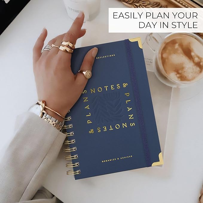 Aesthetic Daily Planner And Notebook With Hourly Schedule - Beautiful Spiral To do List Notepad For Work/Home to Organize Tasks And Appointments - Stylish School/Office Supplies Book For Women