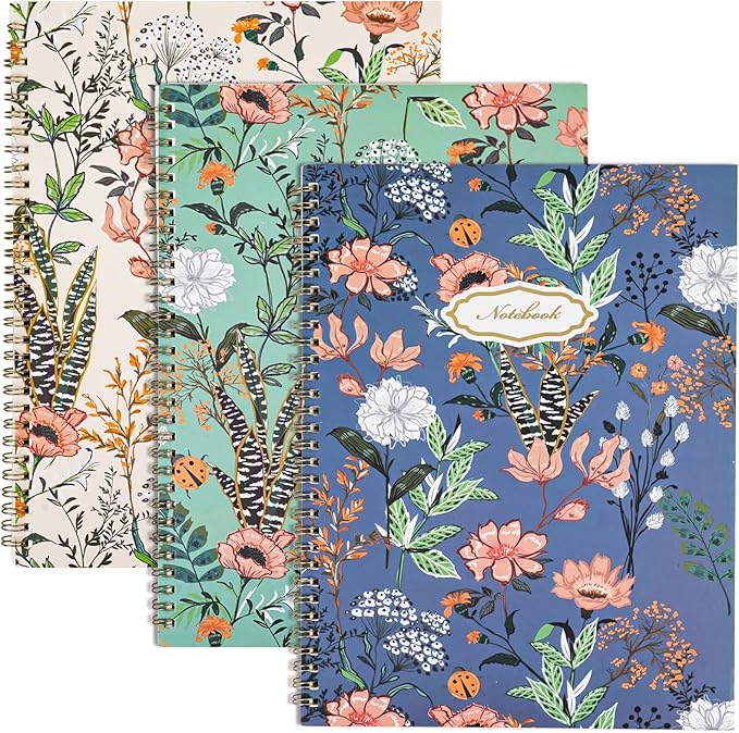 LABUK 3 Pack Spiral Notebook Journal for Women College Ruled Notebook 120 Pages A4 Aesthetic Journaling Notebooks for Work School Office Home, 8.5 x 11 Inches Notebooks for Valentine Gifts