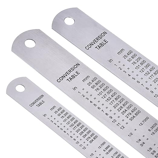eBoot Stainless Steel Ruler Metal Ruler with Conversion Table, 15 Inch, 12 Inch and 6 Inch