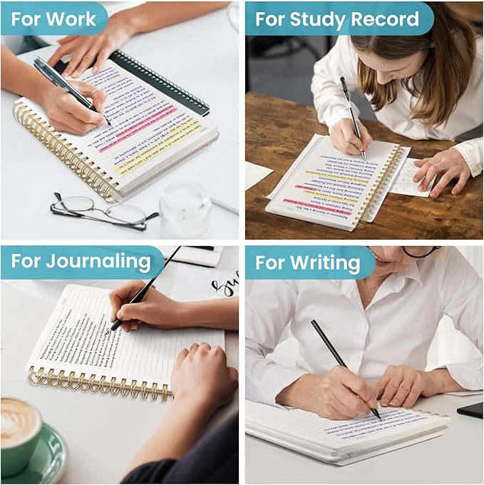 Taja Lined Spiral Notebook Journal for Work, 300 Pages Thick B5 (7.1"x10") College Ruled Journal for Women & Writing, Hardcover Notebook for Note Taking, Perfect for Office Home School, Color Splash