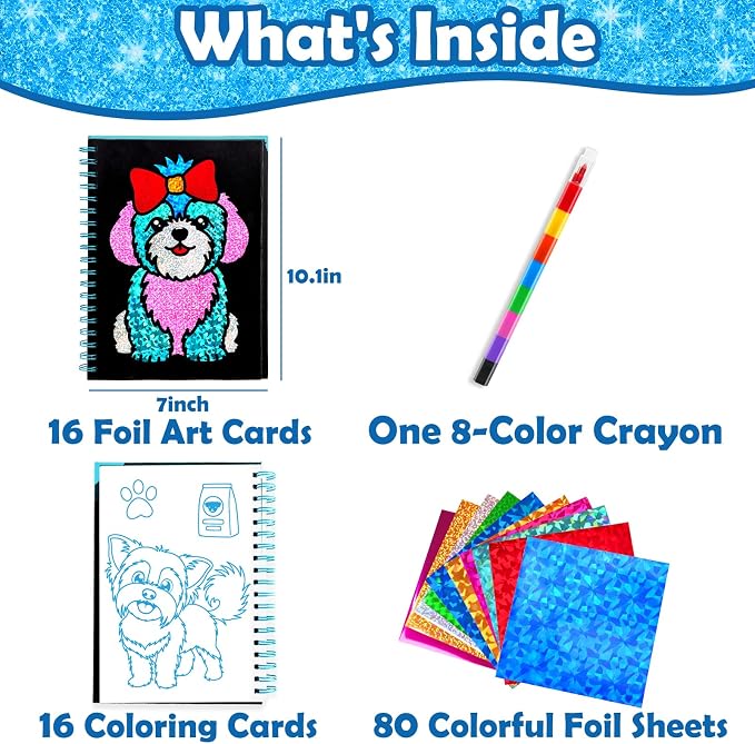 FUNNYB&G Mess-Free Foil Art Craft for Kids Ages 4-10, Kids Birthday Gift
