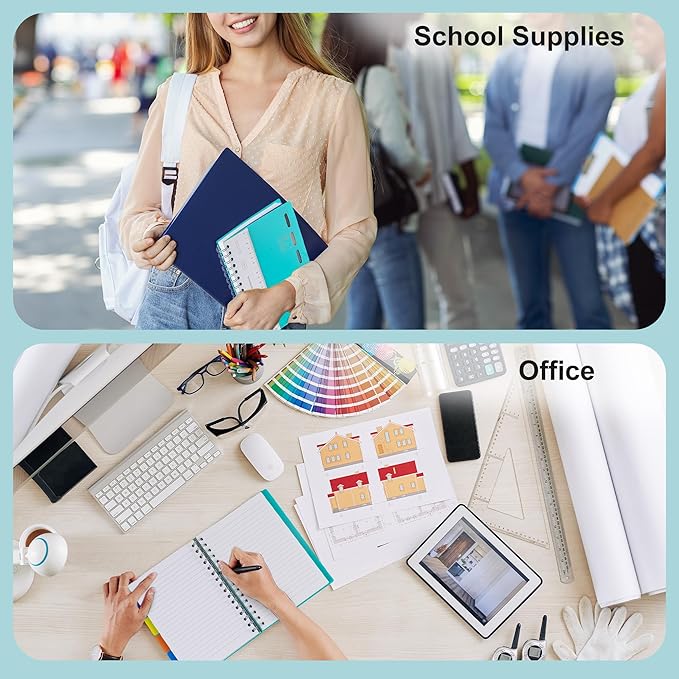 Yoment 2 Pack 5 Subject Notebook Wide Ruled Spiral Notebooks 5x7 with Removable Dividers Tabs, 200 Pages Small Notebooks for Work A5 Spiral Bound Journal for School Office, Blue&White