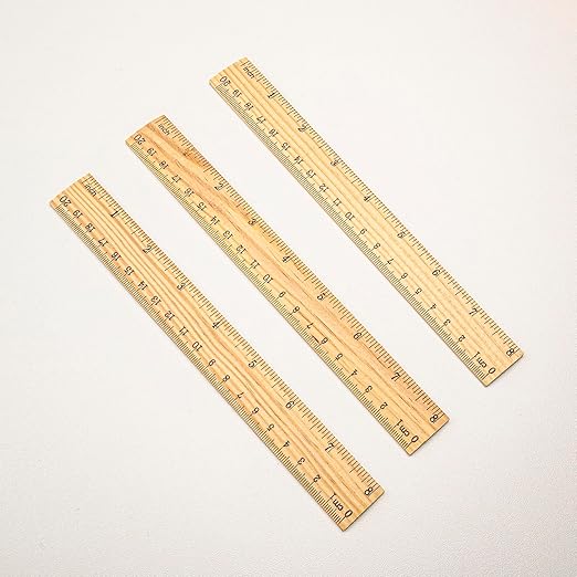 Wooden Ruler, 8 Inch (20cm) Ruler, Pack of 3, Wood Ruler, Rulers for Kids, Measuring Tools, Ruler Set, Ruler in Inches and Centimeters