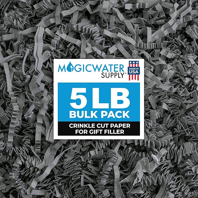 MagicWater Crinkle Cut Paper for Gift Baskets - 5LB - Slate Gray - Perfect for Shredded Paper Filler, Basket Filler, Gift Boxes, Bridesmaid Gifts, Christmas Stuffers & More – Ideal for All Occasions