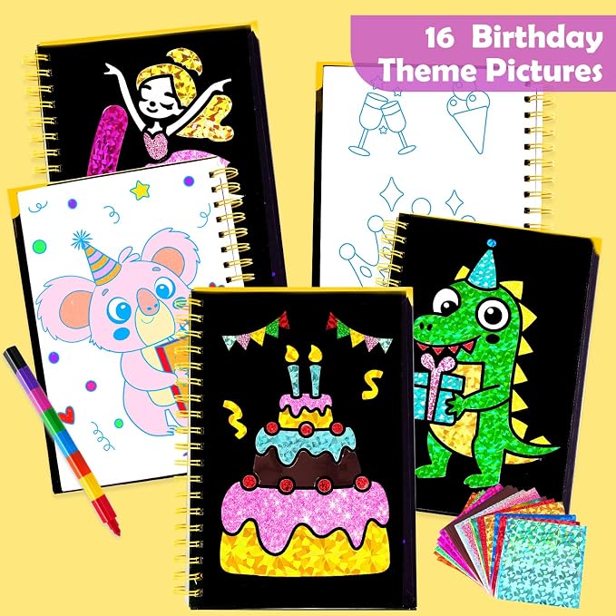 FUNNYB&G Mess-Free Foil Art Craft for Kids Ages 4-10, Kids Birthday Gift