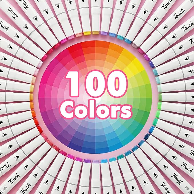 Alcohol Markers Set, 100 Colors Dual Brush Tip Art Coloring Markers for Adult Drawing, Permanent Alcohol Based Colored Sketch Pens Art Supplies Gifts for Illustration