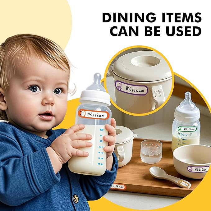 Daycare Labels, Self-Laminating Name Tag Stickers, Write-On Waterproof Baby Bottle Labels, Assorted Size & Colors, Pack of 480