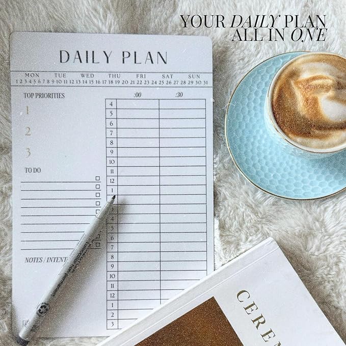 Magnetic Dry Erase Planner System for Fridge – Reusable Daily Weekly Monthly Calendar Set with Time Blocking, Task & Productivity Planner