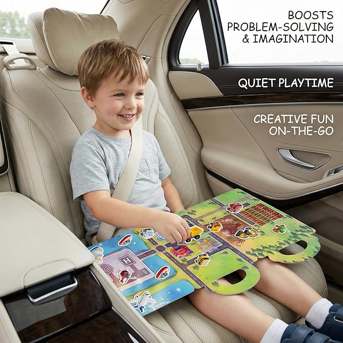 3 Sets Reusable Sticker Books for Toddlers 3-6, Jelly Sticker Book Toddler 1-3, Boys Books,Dinosaur City Ocean Waterproof Travel Toys for Kids Ages 3 4 5