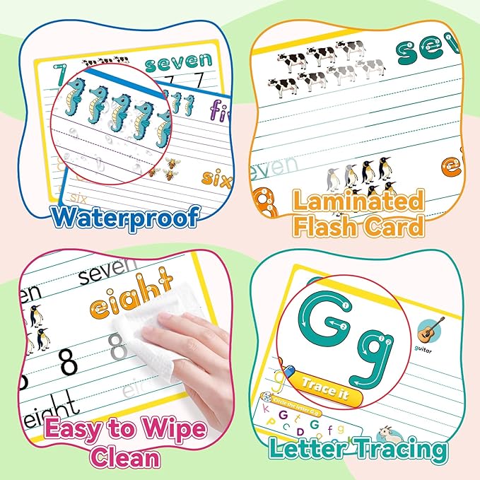 Alphabet Number Shapes Flash Cards,Handwriting Practice Writing Tracing Phonics Preschool Kindergarten Toddler Learning Activities Homeschool Classroom Autism Educational Toys ABC Letter