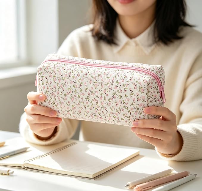 Pencil Case, Pencil Pouch for Women, Pencil Case Small, Pencil Pouch Aesthetic (Ditsy floral)