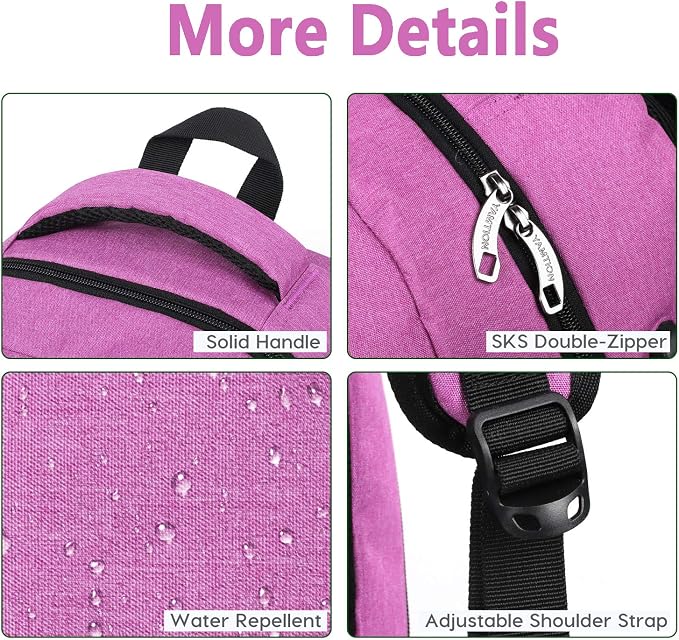 YAMTION Backpack for Women,School Bookbag for Teen Girls College Backpack with USB Charging Port,Pink