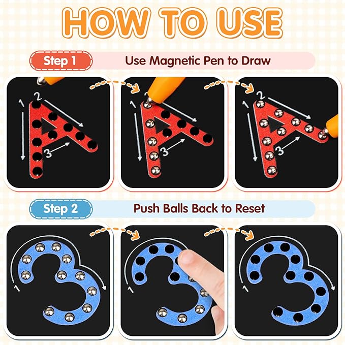 FINDMAG Magnetic Letter Tracing Board, 2 in 1 Magnetic ABC Writing Board for Toddlers, Uppercase & Numbers Practicing Learning Tools, Erasable Educational Board Set Preschool Gifts Toys for Kids