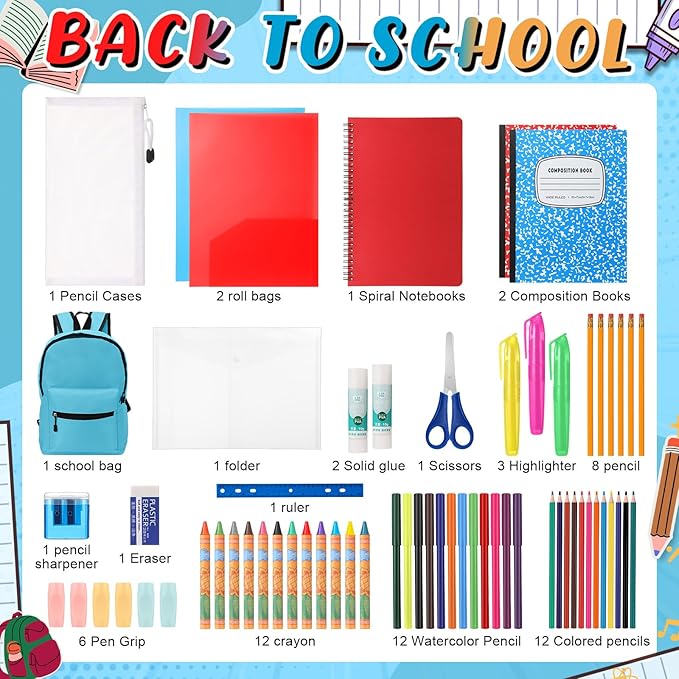 Gilprop 79 Pcs Christmas Gift Box for K-5 Elementary Middle Kit Bundle Bulk Essential for Operation Charity Xmas Gift(Blue)
