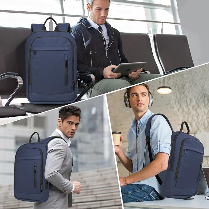 Business Backpack for Men Lightweight Commute Laptop Backpack Anti-Theft Water Resistant Backpack for 15.6 Inch Computer for Daily Office Work with Small Bag (Blue, 15.6")