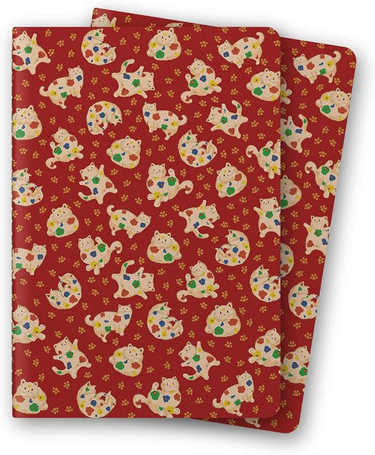 Stitched Composition Notebooks 2-Pack with Unique Art Designed Cover, A5 Lined Diary (8.2"L*5.5"W), Lay Flat Design, Thicked Paper Writes Smoothly for School and Office (Lucky Cat)